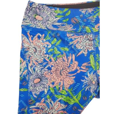 LuLaRoe Leggings XL Capri Butter Soft Blue Floral Print Womens Plus Size