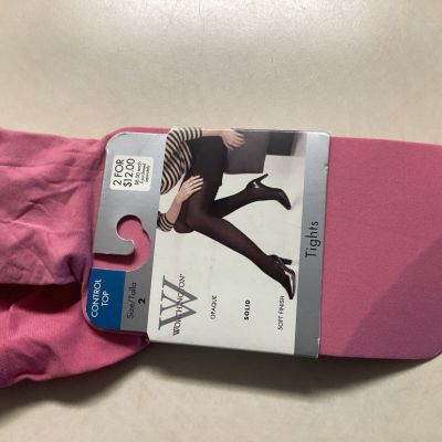 Worthington Tights Pink Opaque Size 2 Control Top Tights Soft Finish