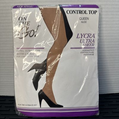 On the Go Pantyhose Control Top QUEEN Nude  Sandal Foot