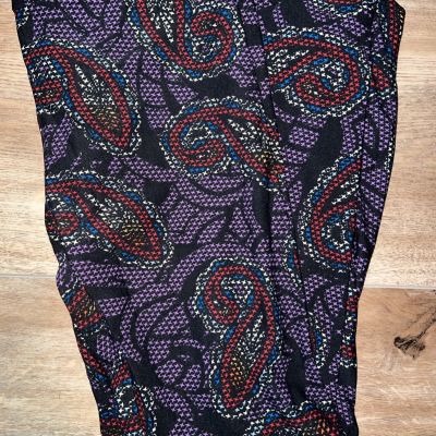 LulaRoe OS Floral Paisley Leggings 2-12 New Black Purple Red Pixel Roses New ??