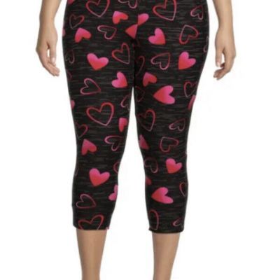 Terra and Sky Valentine’s Hearts High Rise Capri Leggings 2X (20W-22W) NWT