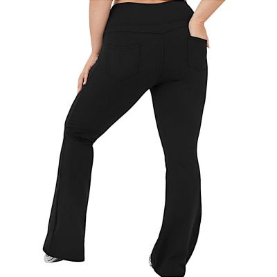 Halara Black High Waist Back Pocket Active Yoga Flare Leggings Plus Size 2X