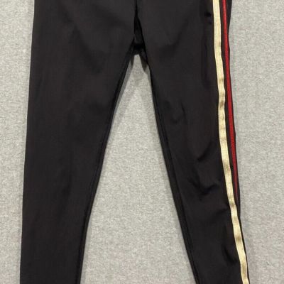 FP Movement Leggings Womens Small Black with Red and Tan Stripe Free People S