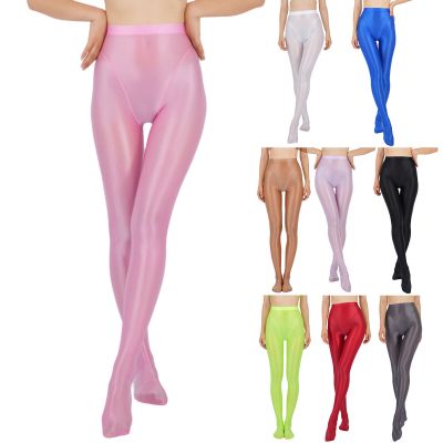 US Women Shiny Glossy Opaque Pantyhose High Waist Tights Yoga Pants Stockings