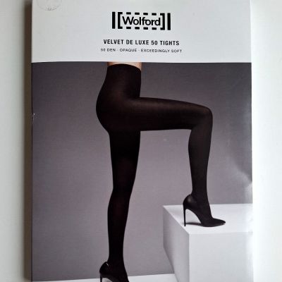 NIB Wolford Velvet De Luxe 50 Tights Opaque Gray Anthracite Size Medium