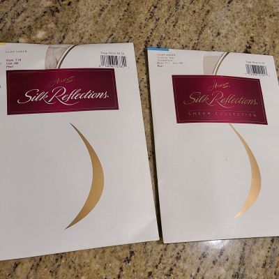 New! Lot of 2 Hanes Pantyhose Size AB Silk Reflections Style 717 &718 Pearl