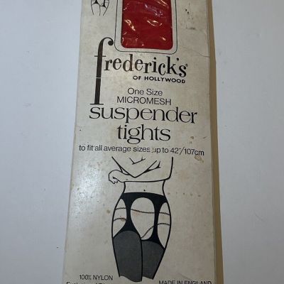 Fredericks Of Hollywood One Size Micromesh Suspender Tights Red Scarlet #S1