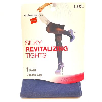 Hanes Silky Revitalizing Opaque Tights BlackL/XL NEW