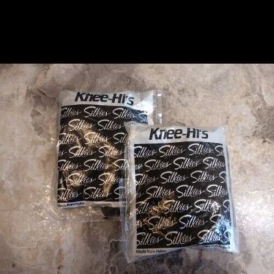 Vintage SILKIES Knee-Hi's LOT OF 3 Packs 001006 Off Black One Size Fits All NOS