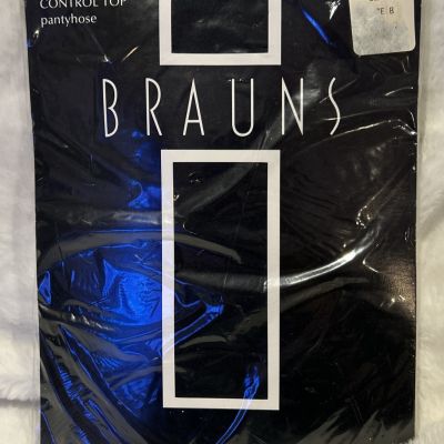 BRAUNS Black pantyhose size B silken sheets control top New sealed