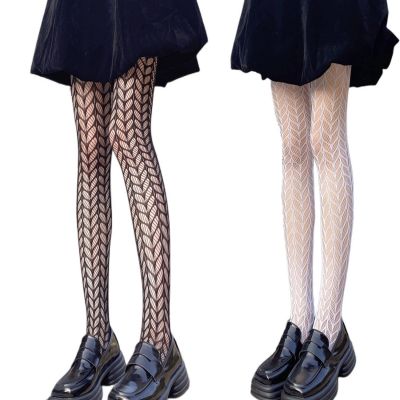 Women Patterned Fishnet Tights 2pcs High Waist Fishnet Floral Stockings Thigh...