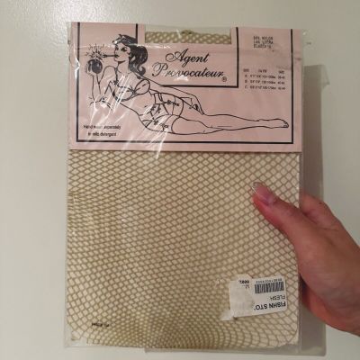 Agent Provocateur Vintage Beige Nude Fishnet Thigh Highs Stockings Medium