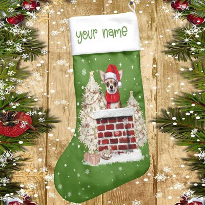 Personalized Chihuahua Christmas Stocking, chihuahua dog xmas stocking (Style 2)