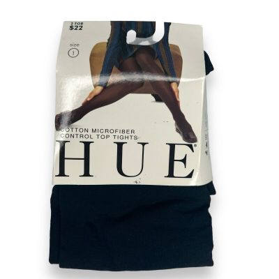 Hue Cotton Microfiber Women’s Tights Size 1 Navy W/ Control Top