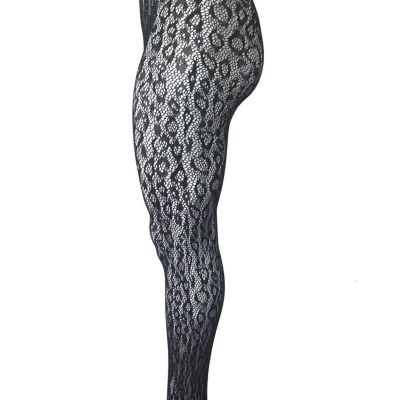 Legs Wild Leopard Black Fishnet Tights by Yelete Queen Size