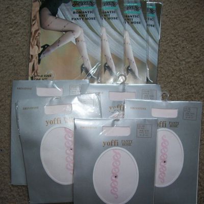 NEW PANTYHOSE LOT OF 9 PR.s SONYVEN & YOFFI BRAND WITH DESIGN9