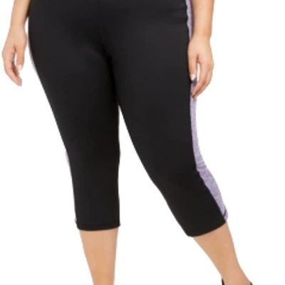 Ideology Womens Plus Size Colorblocked Cropped Leggings-3X