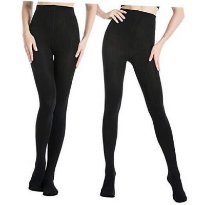 2 Pairs 400D Women's Thermal Warm Winter Fleece Tights XX-Large Black