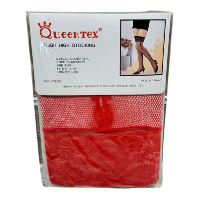 Queen Tex Red Lace Thigh High Stockings Style T9005A12-L One Size 5’-5’10”