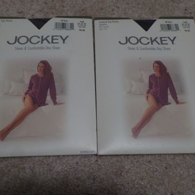 2 Vtg Pairs Jockey Small, Off Black  Control-Top Pantyhose, Sandalfoot