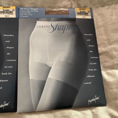 Jacqueline Ferrar Subtle Shapers Pantyhose SHORT SUNTAN Lyera Hip Thigh Tamer