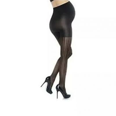 New Assets Marvelous Mama Micro-fishnet Striped Tights Sz 4 in Black Stripe XL