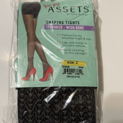 SPANX Size 2 Love Your Assets Textured Shaping Tights Black Wishbone 125-155lbs