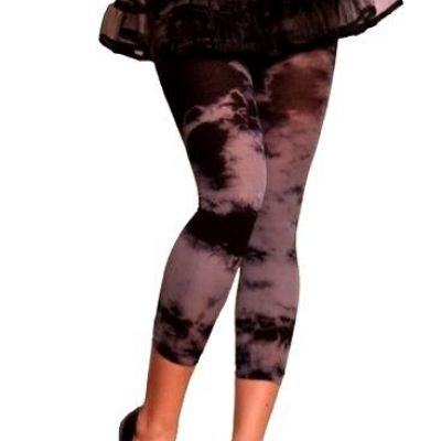 1170 Sexy Tie Dye Gray Capri Rave Workout Leggings Nylon Pants Rave One Size