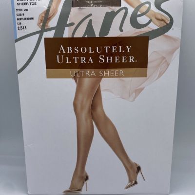 Hanes Absolutely Ultra Sheer Control Top Nylon Pantyhose Gentle brown Size D New