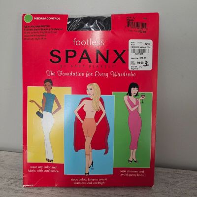 Spanx Footless Body Shaping Pantyhose Medium Control Black Slimming Size C