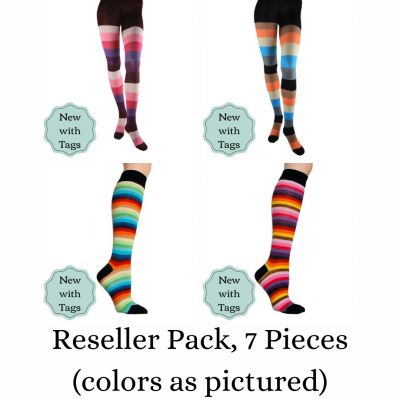 Wholesale Lot - Tights & Socks - Striped - 7 Pcs - Vintage Style - Reseller Pack