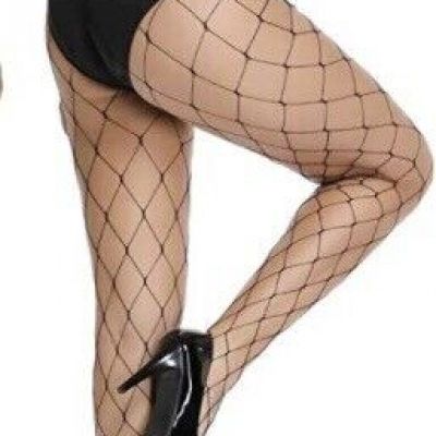 aikido High Waist Tights Fishnet Stocking Pantyhose Sexy Punk Costume Large Grid