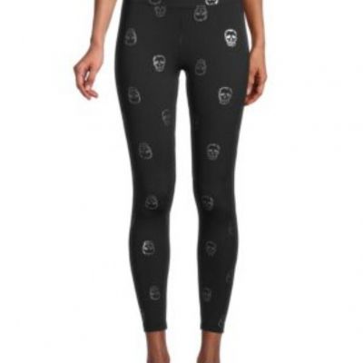 Nanette Lepore SZ Med Cropped Black Legging W/Skull Design Through Out