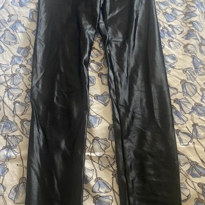 Koral Women's Lustrous Regular Rise Black Shine Liquid Leggings Sz XS Shiny Crop