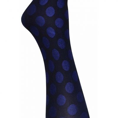 Hue Women Tights Luster Control Top Opaque Black Indigo Dots 100 - 150 lb Size 1