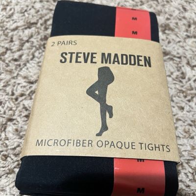 Steve Madden Women's M Microfiber Opaque Tights 2 Pairs