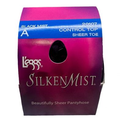 L'eggs Silken Mist Control Top Sheer Pantyhose Size A #20107 Black Mist