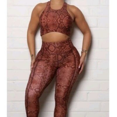 Fashion Nova Challenge Me Active Full Length Leggings Camel Size Small Nwt