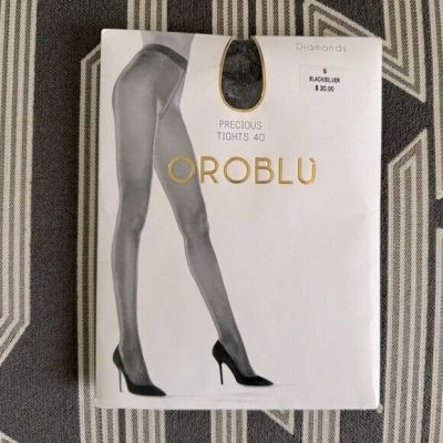 NEW OROBLU Black Diamond Precious Tights 40 Den Size S