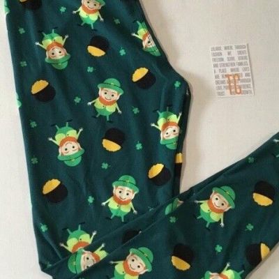 New Lularoe St Patricks Tall & Curvy TC Size 12-18 Dk Green Leprechaun Gold