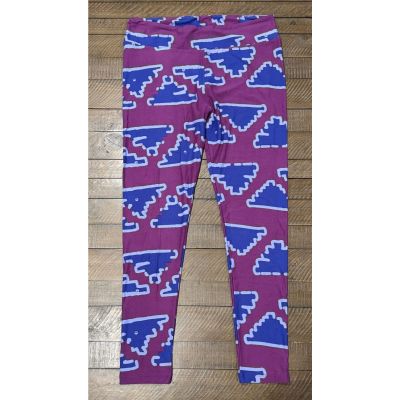 LuLaRoe Purple/Blue Geometric Women's Leggings - Size Tall & Curvy