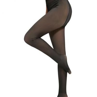 Fleece Lined Tights for Women Opaque Warm X-Small Footed No Fleece-black