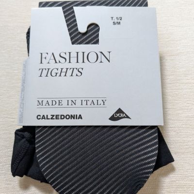 CALZEDONIA Black Mesh Pattern Tights Size S/M - T. 1/2  - Made In Italy New