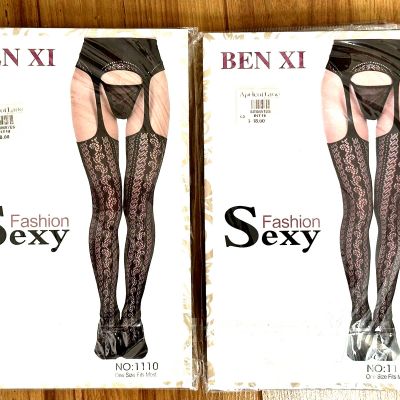 Fashion Sexy Lot of 2 Ben XI Black Fishnet Sexy Stockings New One Size