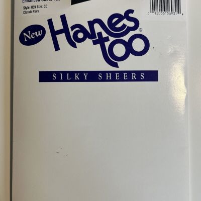 Hanes Too, Size CD, Silky Sheer, Control Top, Enhanced Sheer Toe, Classic Navy