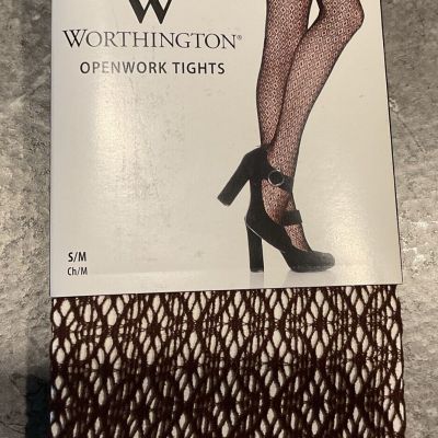 NIP Worthington Chocolate Openwork Tights 1 Pair S/M Fits: 4’11-5’7” 95-145 Lbs