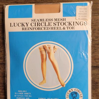 Lucky Circle Stockings 500 Mistone Size 10 Seamless RN 23590