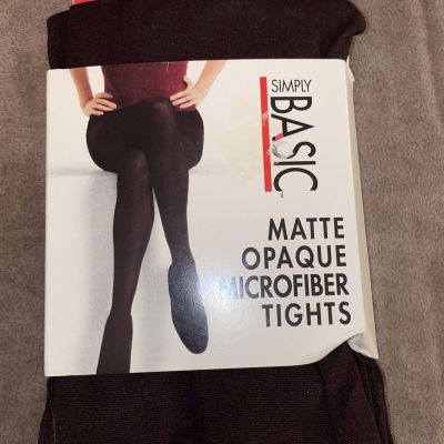 Simply Basic Matte Opaque Microfiber Tights Brown Size 2 Medium Nylon/Lycra