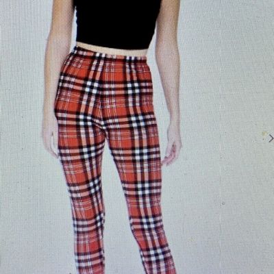 Plus Size Red Plaid Leggings Fits Sizes 12-18 NWT