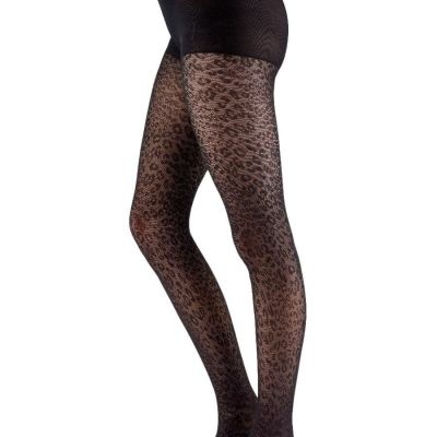 Women's Animal Pattern Tights - sustainable yarn tight with classic leopard p...